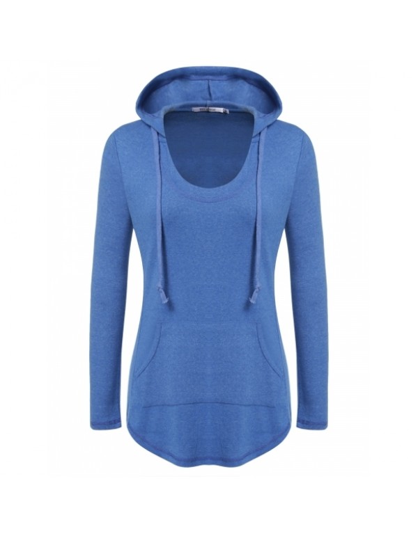 Solid Pullover Hooded Hoodie Sweatshirt With Pockets