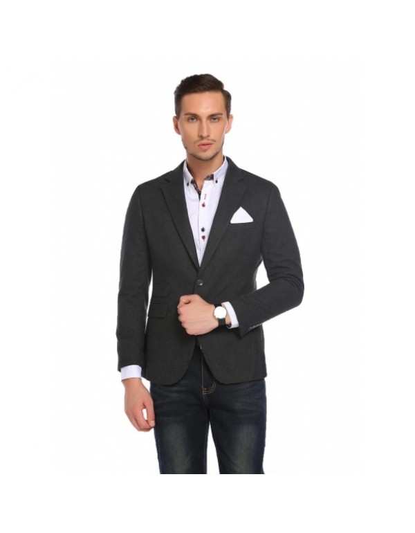 Men's Long Sleeve Slim Double Collar Buttons Suit
