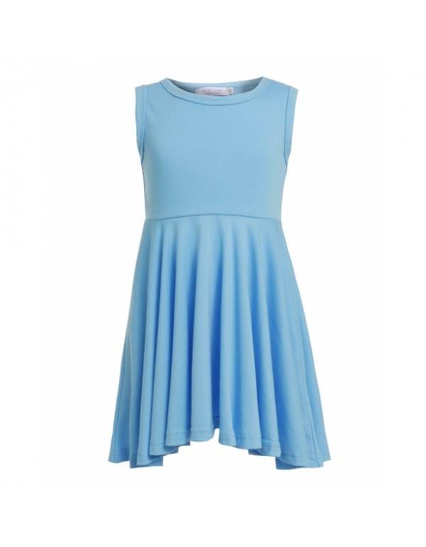 Child Girl's Sleeveless Solid Casual Swing Pleated...
