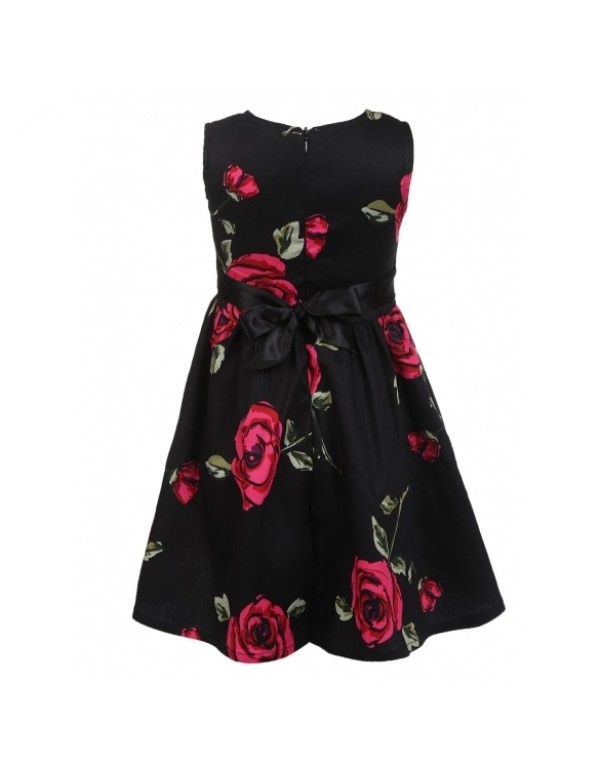 Child Girl's Sleeveless Floral Bow Tie Dress