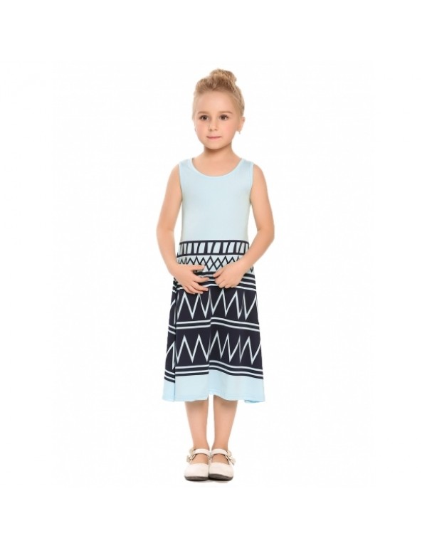 Child Girl Sleeveless Geometry Print Dress