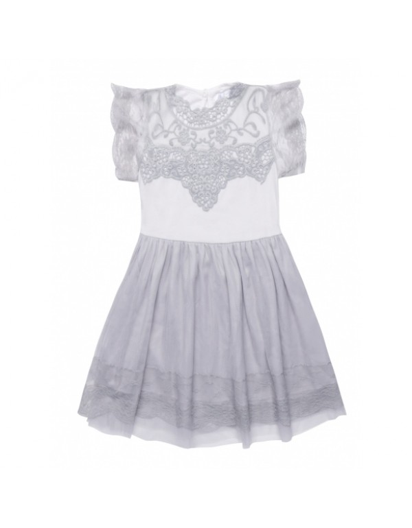 Child Girl's Short Sleeve Lace Patchwork Dress