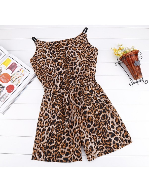 2019 Homecoming New New FashionLeopard Strap Casual Loose Short Jumpsuit