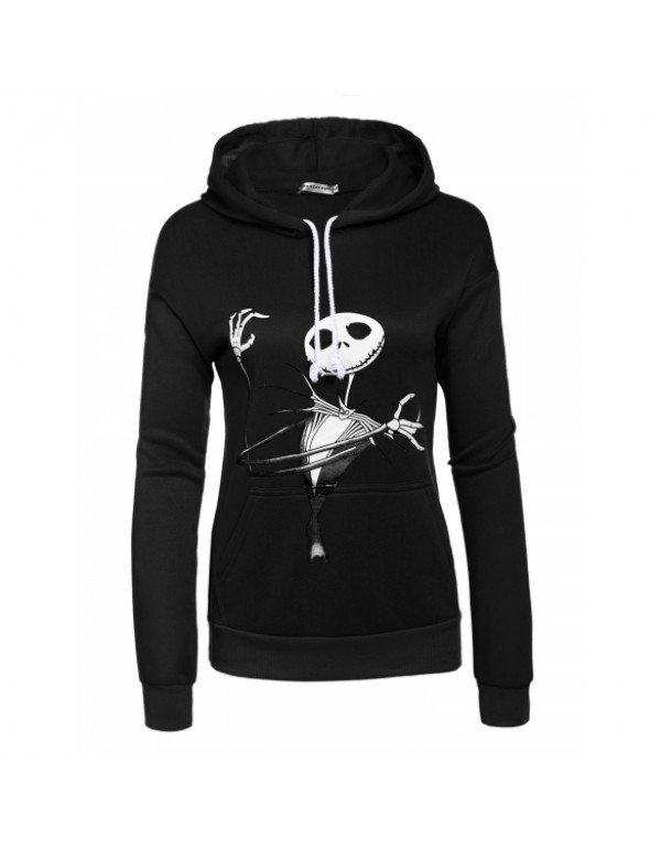 Long Sleeve Print Solid Hooded Casual Pullover Hoo...